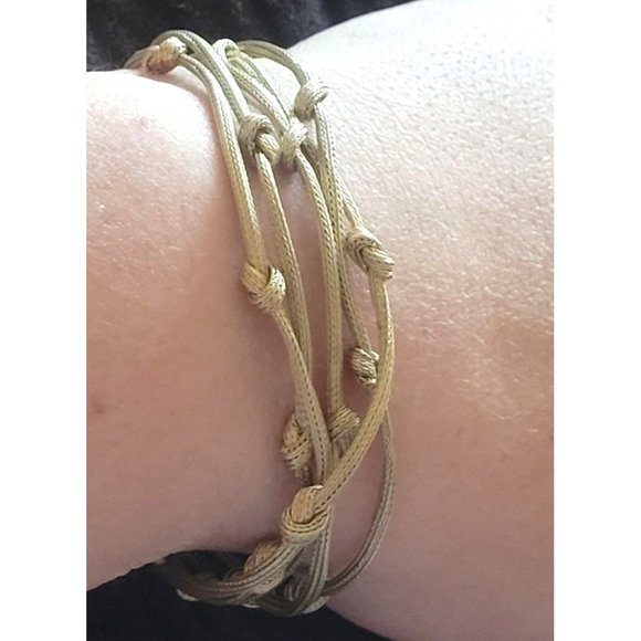 Gold Sterling Silver Multi-Stranded Knotted Rope Itaor Italy Bracelet - Picture 3 of 6